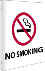 NMC - "No Smoking", 10" Long x 8" Wide, Rigid Plastic Safety Sign - Rectangle, 0.05" Thick, Use for Accident Prevention - Eagle Tool & Supply