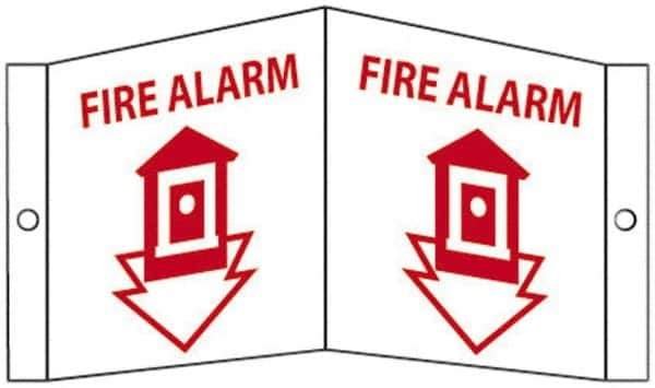 NMC - Fire Alarm, Acrylic Fire Sign - 8-3/4" Wide x 5-3/4" High - Eagle Tool & Supply