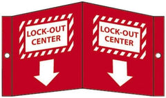 NMC - "Lock-Out Center", 5-3/4" Long x 8-3/4" Wide, Rigid Plastic Safety Sign - Rectangle, 0.125" Thick, Use for Accident Prevention - Eagle Tool & Supply
