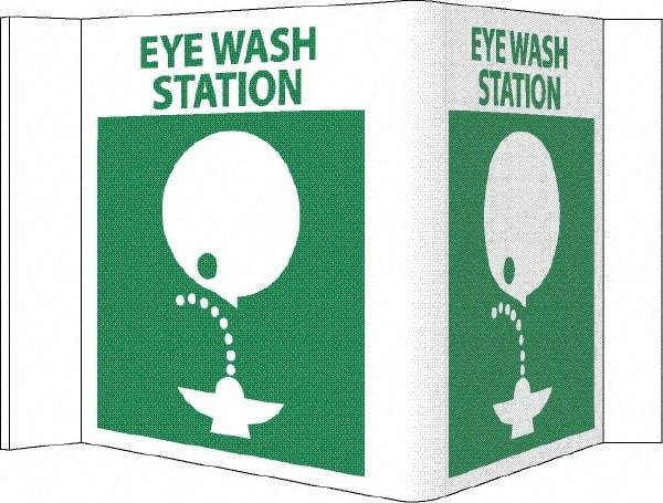 NMC - "Eye Wash Station", 5-3/4" Long x 8-3/4" Wide, Rigid Plastic Safety Sign - Rectangle, 0.125" Thick, Use for First Aid - Eagle Tool & Supply