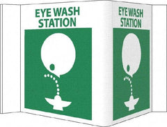NMC - "Eye Wash Station", 5-3/4" Long x 8-3/4" Wide, Rigid Plastic Safety Sign - Rectangle, 0.125" Thick, Use for First Aid - Eagle Tool & Supply