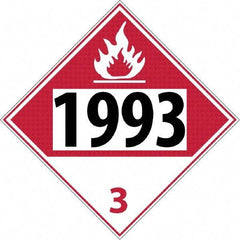 NMC - DOT - Shipping & Vehicle - 1993, 10-3/4" Wide x 10-3/4" High, Rigid Plastic Placard - Black & Red on White, UV Resistant, Chemical Resistant, Graffiti Proof - Eagle Tool & Supply