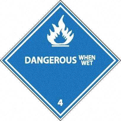 NMC - Dangerous When Wet DOT Shipping Label - 4" High x 4" Wide - Eagle Tool & Supply