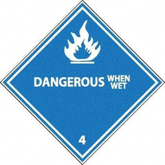 NMC - Dangerous When Wet DOT Shipping Label - 4" High x 4" Wide - Eagle Tool & Supply