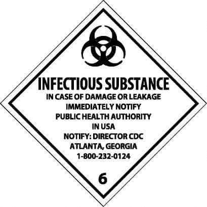 NMC - Infectious Substance - In Case of Damage or Leakage Immediately Notify Public Authority in U.S.A. - Notify: Director... DOT Shipping Label - 4" High x 4" Wide - Eagle Tool & Supply