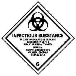 NMC - Infectious Substance - In Case of Damage or Leakage Immediately Notify Public Authority in U.S.A. - Notify: Director... DOT Shipping Label - 4" High x 4" Wide - Eagle Tool & Supply