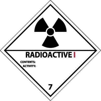 NMC - Radioactive I Contents: Activity: DOT Shipping Label - 4" High x 4" Wide - Eagle Tool & Supply