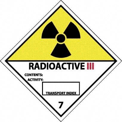NMC - Radioactive III Contents: Activity: Transport Index DOT Shipping Label - 4" High x 4" Wide - Eagle Tool & Supply
