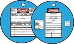 NMC - DANGER - DO NOT REMOVE THIS TAG - EMPLOYEES WORKING ON EQUIPMENT - CENTRAL TAGOUT LOCATED, English Safety & Facility Lockout Tag - Tag Header: Danger, 2 Sides, Black, Red & White Fiber - Eagle Tool & Supply