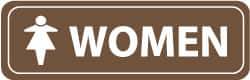 NMC - Women, 11" Wide x 3.5" High, Acrylic Sign - English, White on Brown, Wall Mount - Eagle Tool & Supply