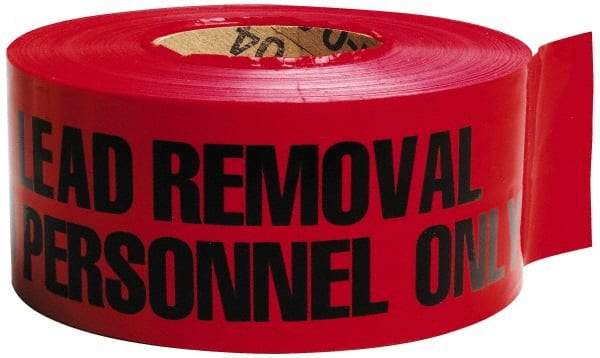 NMC - 1,000' Long x 3" Wide Roll, Polyethylene, Red Barricade Tape - Message: Danger - Lead Removal - Authorized Personnel Only - Eagle Tool & Supply