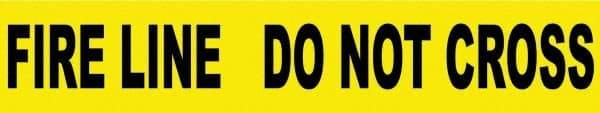 NMC - 1,000' Long x 3" Wide Roll, Polyethylene, Black & Yellow Barricade Tape - Message: Fire Line - Do Not Cross - Eagle Tool & Supply