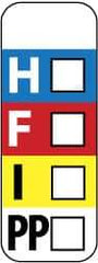 NMC - Hazardous Materials Label - Legend: H - F - I - PP, English, Black, Blue, Red, Yellow & White, 3" Long x 1" High, Sign Muscle Finish - Eagle Tool & Supply
