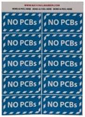 NMC - Hazardous Materials Label - Legend: No PCBs, English, Blue & White, 2" Long x 1" High, Sign Muscle Finish - Eagle Tool & Supply