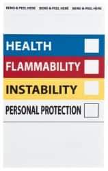 NMC - "Health - Flammability - Instability - Personal Protection", 6" Long x 4" Wide, Pressure-Sensitive Vinyl Safety Sign - Rectangle, 0.004" Thick, Use for Hazardous Materials - Eagle Tool & Supply