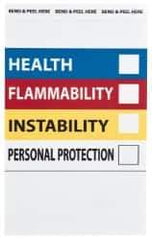 NMC - "Health - Flammability - Instability - Personal Protection", 6" Long x 4" Wide, Pressure-Sensitive Vinyl Safety Sign - Rectangle, 0.004" Thick, Use for Hazardous Materials - Eagle Tool & Supply