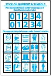 NMC - "Stick-On Numbers & Symbols", 6" Long x 4" Wide, Pressure-Sensitive Vinyl Safety Sign - Rectangle, 0.004" Thick, Use for Hazardous Materials - Eagle Tool & Supply