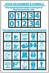 NMC - "Stick-On Numbers & Symbols", 6" Long x 4" Wide, Pressure-Sensitive Vinyl Safety Sign - Rectangle, 0.004" Thick, Use for Hazardous Materials - Eagle Tool & Supply