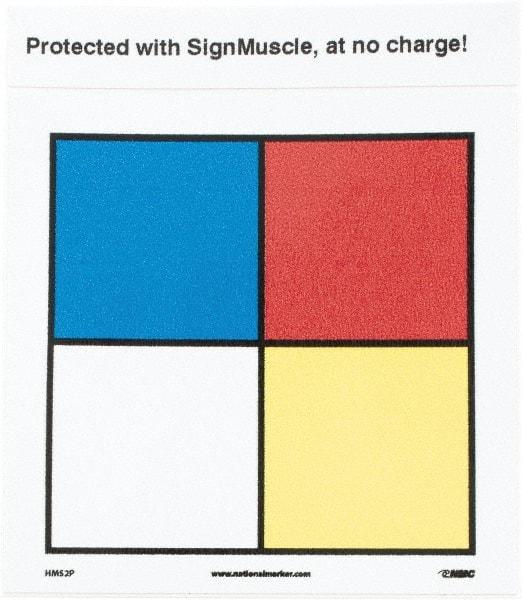 NMC - "Hazardous Materials Systems", 2-1/2" Long x 2-1/2" Wide, Pressure-Sensitive Vinyl Safety Sign - Square, 0.004" Thick, Use for Hazardous Materials - Eagle Tool & Supply