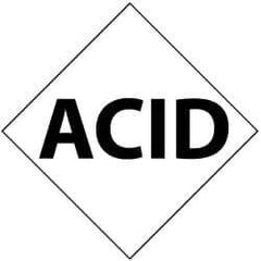 NMC - Hazardous Materials Label - Legend: Acid, English, Black & White, 7" Long x 7" High, Sign Muscle Finish - Eagle Tool & Supply