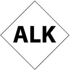 NMC - Hazardous Materials Label - Legend: Alk, English, Black & White, 7" Long x 7" High, Sign Muscle Finish - Eagle Tool & Supply