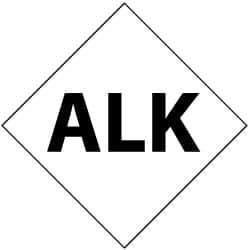 NMC - Hazardous Materials Label - Legend: Alk, English, Black & White, 2-1/2" Long x 2-1/2" High, Sign Muscle Finish - Eagle Tool & Supply