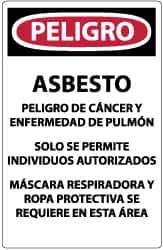 NMC - "Danger - Asbestos", 20" Long x 14" Wide, Paper Safety Sign - Rectangle, Use for Hazardous Materials - Eagle Tool & Supply