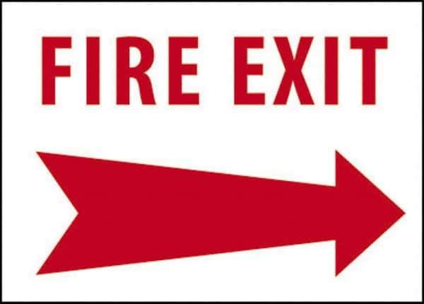 NMC - Fire Exit, Pressure Sensitive Vinyl Fire Sign - 14" Wide x 10" High - Eagle Tool & Supply