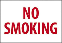 NMC - "No Smoking", 10" Long x 14" Wide, Pressure-Sensitive Vinyl Safety Sign - Rectangle, 0.004" Thick, Use for Smoking Regulations - Eagle Tool & Supply