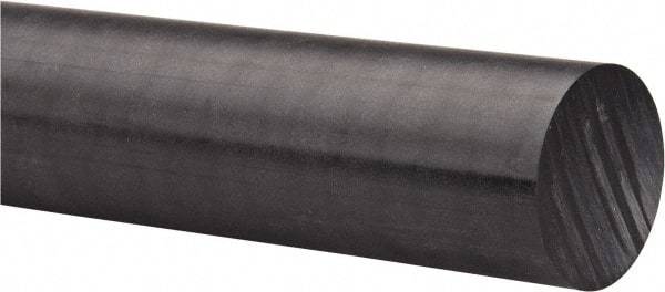 Made in USA - 2' Long, 3" Diam, Acetal Plastic Rod - Black - Eagle Tool & Supply