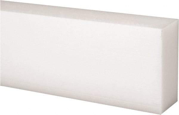 Made in USA - 4 Ft. Long x 2 Inch Wide x 1 Inch High, Acetal, Rectangular Plastic Bar - Natural - Eagle Tool & Supply