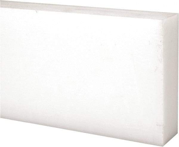 Made in USA - 1 Ft. Long x 3 Inch Wide x 1 Inch High, Acetal, Rectangular Plastic Bar - Natural - Eagle Tool & Supply