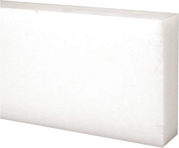 Made in USA - 2 Ft. Long x 3 Inch Wide x 1 Inch High, Acetal, Rectangular Plastic Bar - Natural - Eagle Tool & Supply