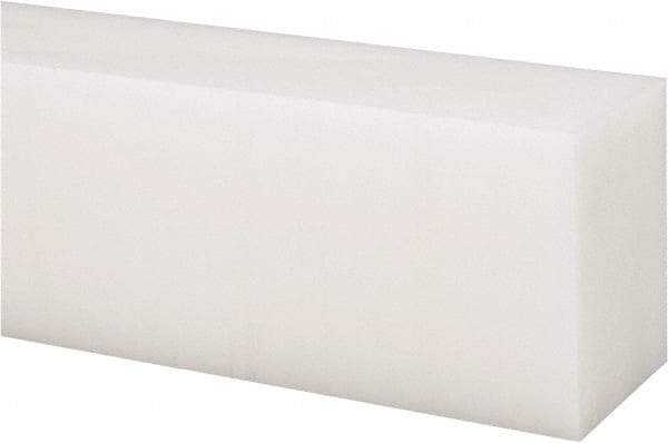 Made in USA - 2 Ft. Long x 2 Inch Wide x 1-1/2 Inch High, Acetal, Rectangular Plastic Bar - Natural - Eagle Tool & Supply