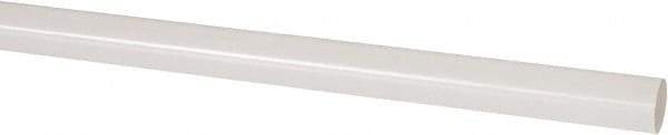 Made in USA - 8' Long, 1/2" Diam, PVDF Plastic Rod - White - Eagle Tool & Supply