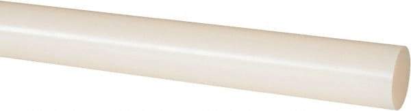 Made in USA - 4' Long, 1" Diam, PVDF Plastic Rod - White - Eagle Tool & Supply
