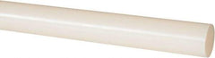 Made in USA - 4' Long, 1" Diam, PVDF Plastic Rod - White - Eagle Tool & Supply