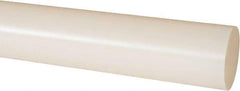 Made in USA - 4' Long, 1-1/2" Diam, PVDF Plastic Rod - White - Eagle Tool & Supply