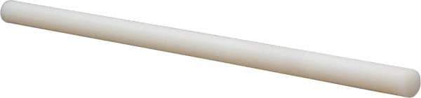 Made in USA - 5' Long, 3/4" Diam, Fiberglass Plastic Rod - White - Eagle Tool & Supply