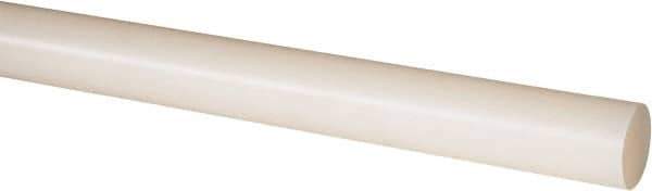 Made in USA - 4' Long, 1-1/8" Diam, Nylon 6/6 Plastic Rod - Natural (Color) - Eagle Tool & Supply