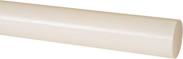 Made in USA - 4' Long, 1-1/4" Diam, Nylon 6/6 Plastic Rod - Natural (Color) - Eagle Tool & Supply