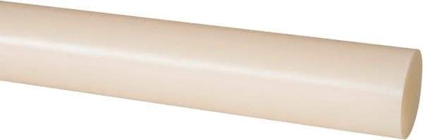 Made in USA - 8' Long, 1-1/4" Diam, Nylon 6/6 Plastic Rod - Natural (Color) - Eagle Tool & Supply