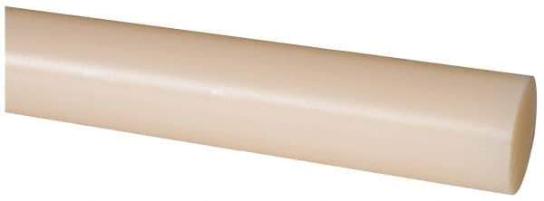 Made in USA - 8' Long, 1-3/8" Diam, Nylon 6/6 Plastic Rod - Natural (Color) - Eagle Tool & Supply