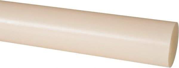 Made in USA - 4' Long, 1-1/2" Diam, Nylon 6/6 Plastic Rod - Natural (Color) - Eagle Tool & Supply