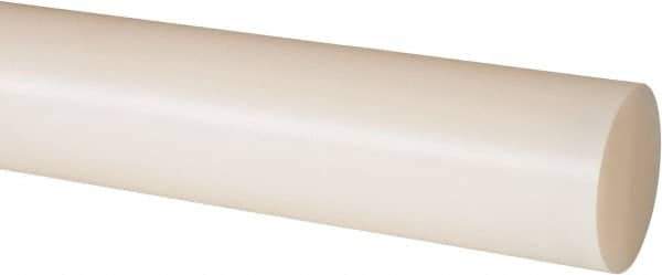 Made in USA - 8' Long, 1-1/2" Diam, Nylon 6/6 Plastic Rod - Natural (Color) - Eagle Tool & Supply