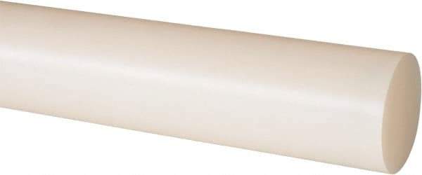 Made in USA - 4' Long, 1-5/8" Diam, Nylon 6/6 Plastic Rod - Natural (Color) - Eagle Tool & Supply