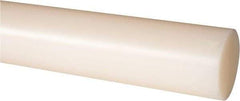 Made in USA - 8' Long, 1-5/8" Diam, Nylon 6/6 Plastic Rod - Natural (Color) - Eagle Tool & Supply