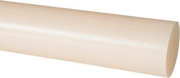 Made in USA - 4' Long, 1-3/4" Diam, Nylon 6/6 Plastic Rod - Natural (Color) - Eagle Tool & Supply