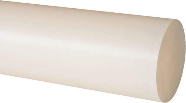 Made in USA - 2' Long, 1-7/8" Diam, Nylon 6/6 Plastic Rod - Natural (Color) - Eagle Tool & Supply