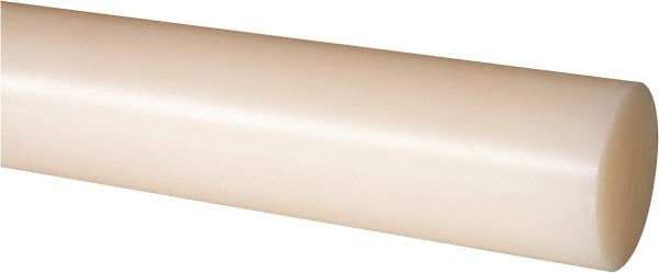 Made in USA - 4' Long, 1-7/8" Diam, Nylon 6/6 Plastic Rod - Natural (Color) - Eagle Tool & Supply